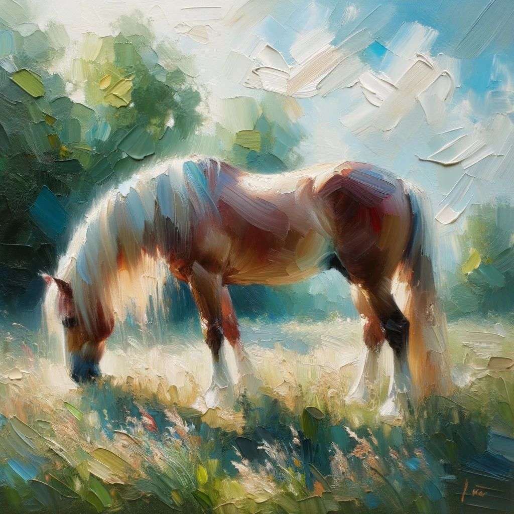 a horse, painting, impressionism style